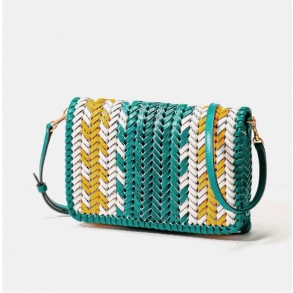 ANYA HINDMARCH Neeson Zig Zag Clutch Crossbody in VERIDIAN